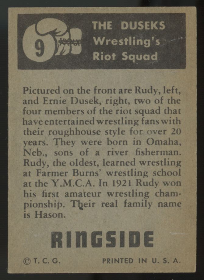 1951 Topps Ringside Rudy & Emil Dusek #9 EX