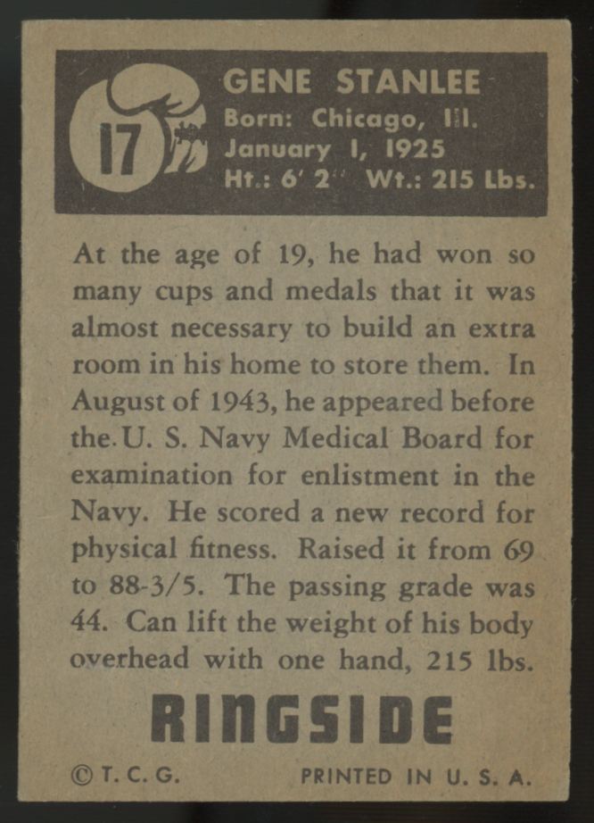 1951 Topps Ringside Gene Stanlee "Mr. America" #17 VG