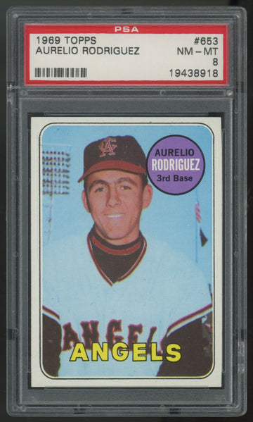 1969 Topps Aurelio Rodriguez Bat Boy Error #653 PSA 8