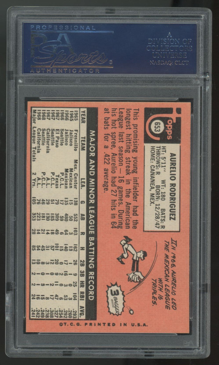 1969 Topps Aurelio Rodriguez Bat Boy Error #653 PSA 8