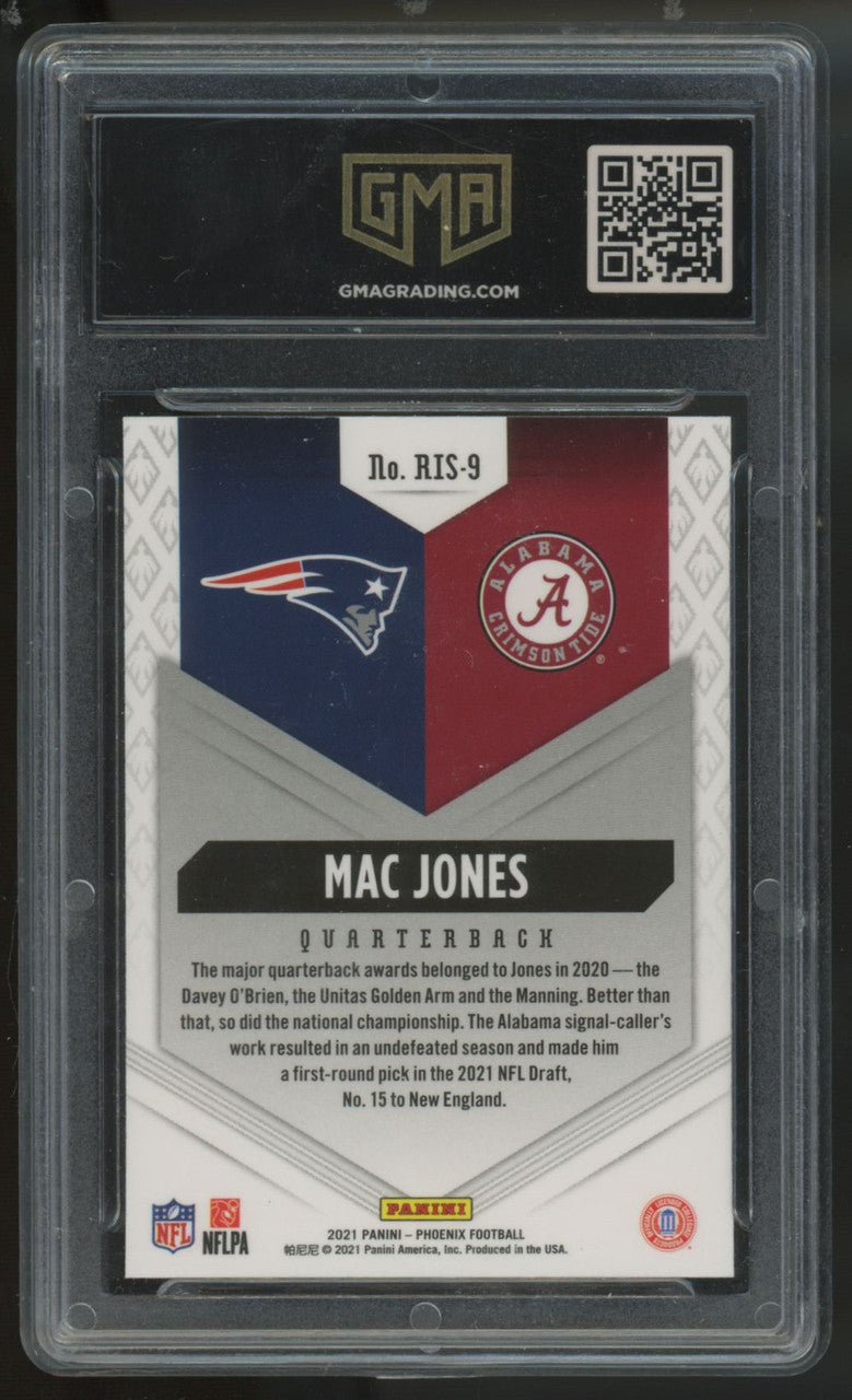 2021 Panini Phoenix Mac Jones RC Rookie Rising #RIS-9 GMA 10