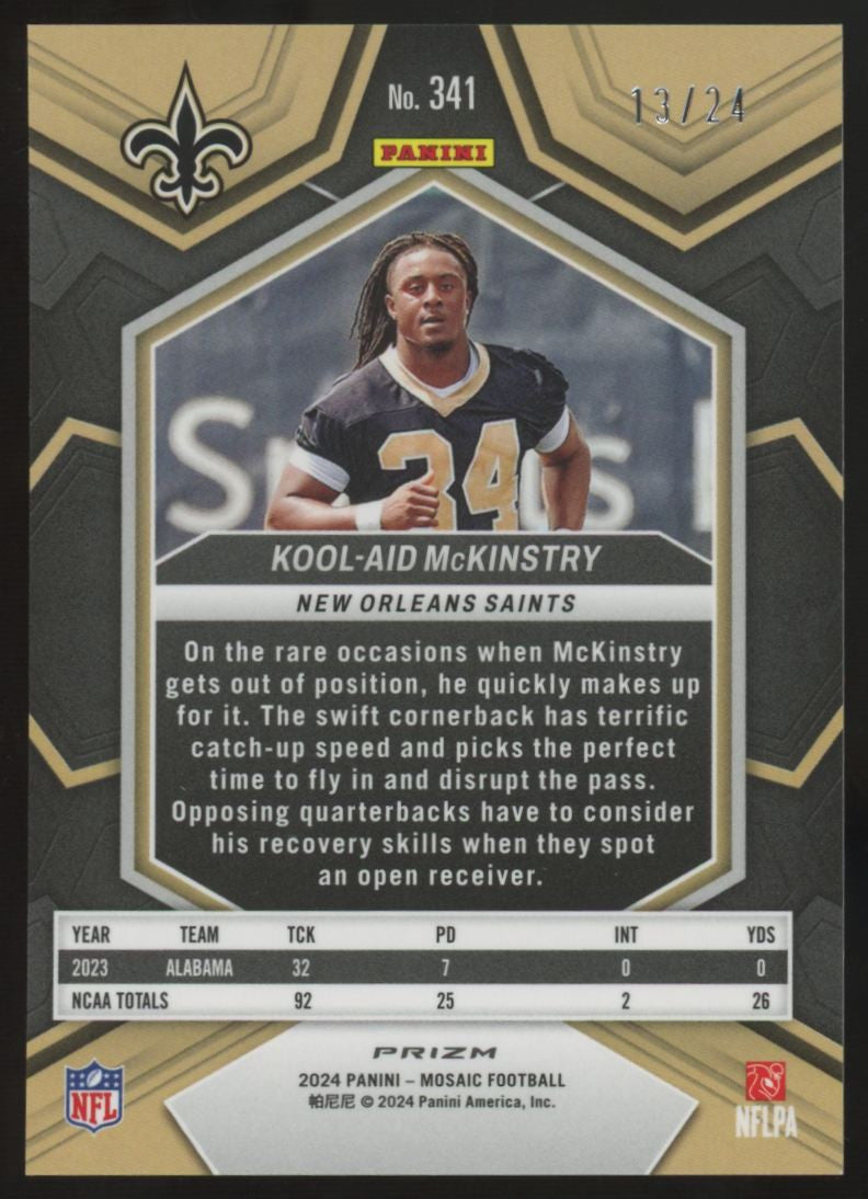 2024 Panini Mosaic Kool-Aid McKinstry RC Gold Sparkle Prizm /24 #341
