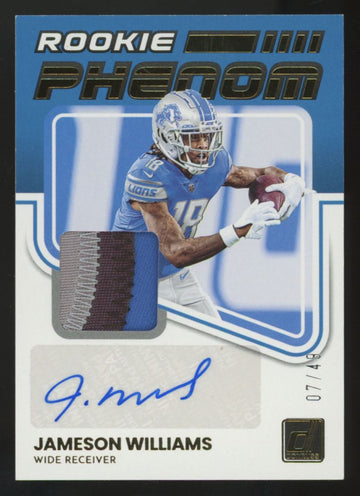 2022 Panini Donruss Jameson Williams RC Prime Phenom Patch Auto RPA /49 #RPA-8