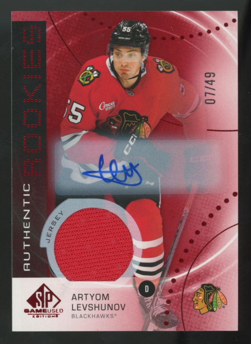 2025-26 UD SP Game Used Artyom Levshunov RC Red Patch Auto RPA /49 #AR-AL