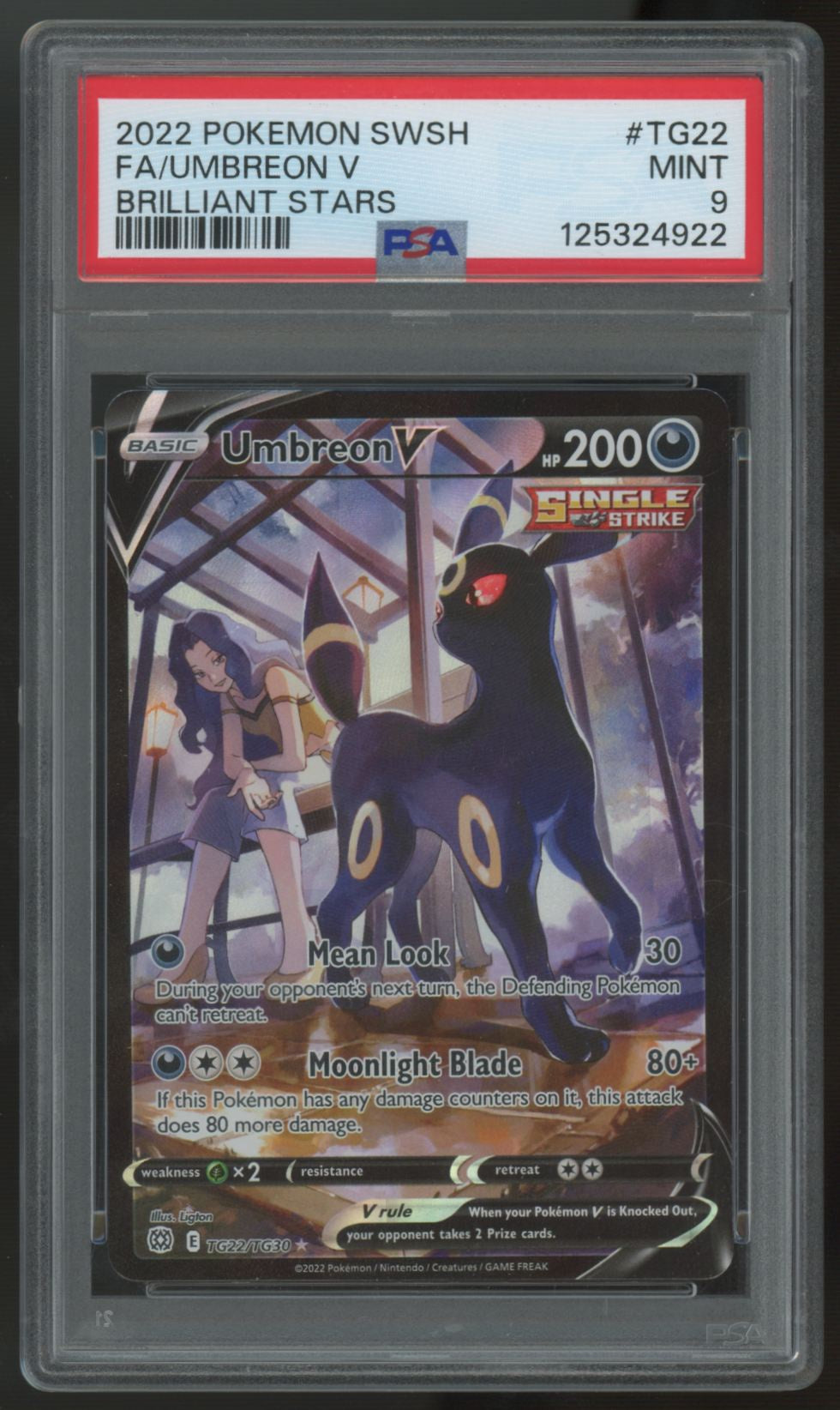 2022 Pokemon Umbreon V Brilliant Stars Full Art #TG22 PSA 9