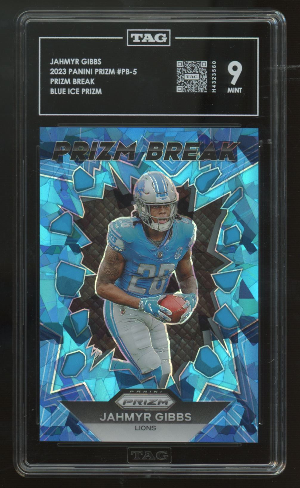 2023 Prizm Jahmyr Gibbs RC Prizm Break Blue Ice /99 #PB-5 TAG 9