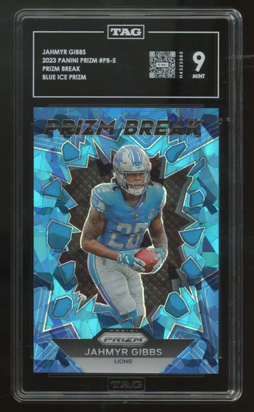 2023 Prizm Jahmyr Gibbs RC Prizm Break Blue Ice /99 #PB-5 TAG 9