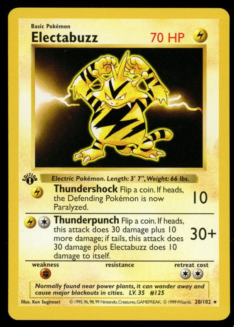 Pokemon Electabuzz 1st Edition Base Set Shadowless #20/102