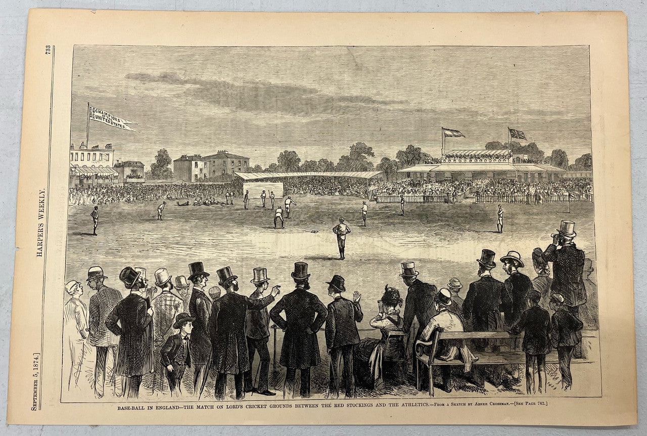 September 5 1874 Harper's Weekly Woodcut Baseball in England