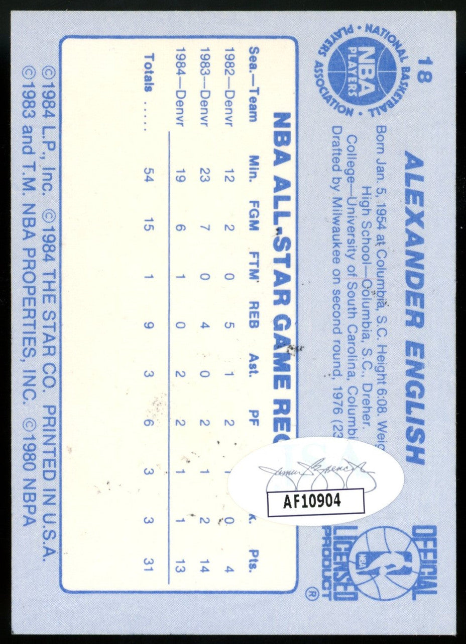 1984 Star Co. Alex English AS #18 Auto JSA
