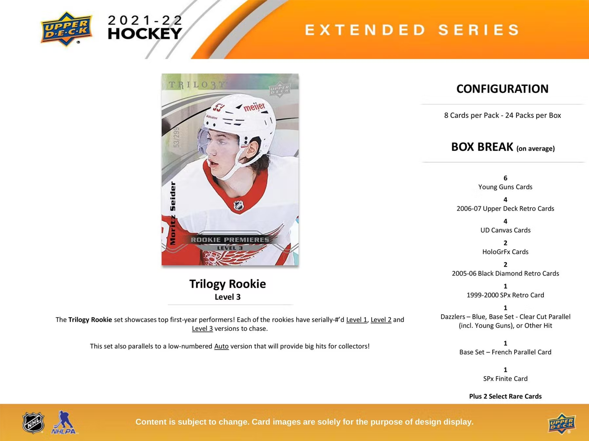 2021/22 Upper Deck Extended Series Hockey Hobby Box