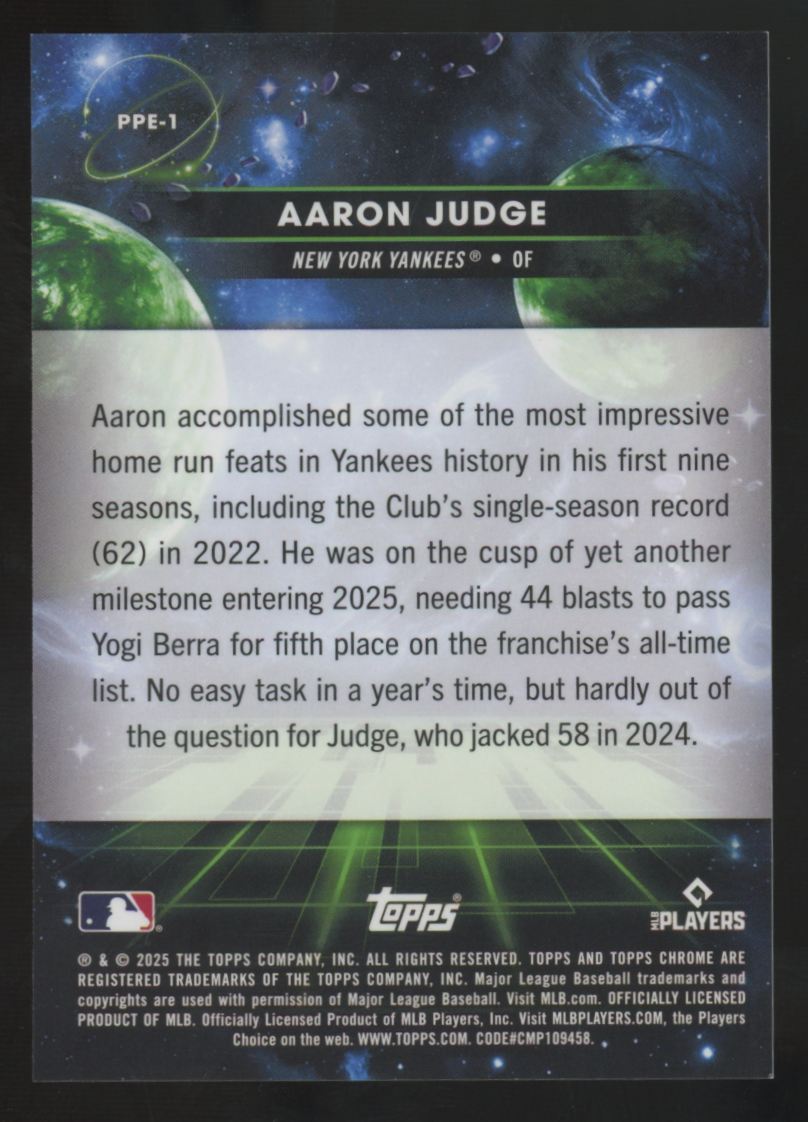 2025 Topps Chrome Cosmic Aaron Judge Planetary Pursuit Earth SSP #PPE-1