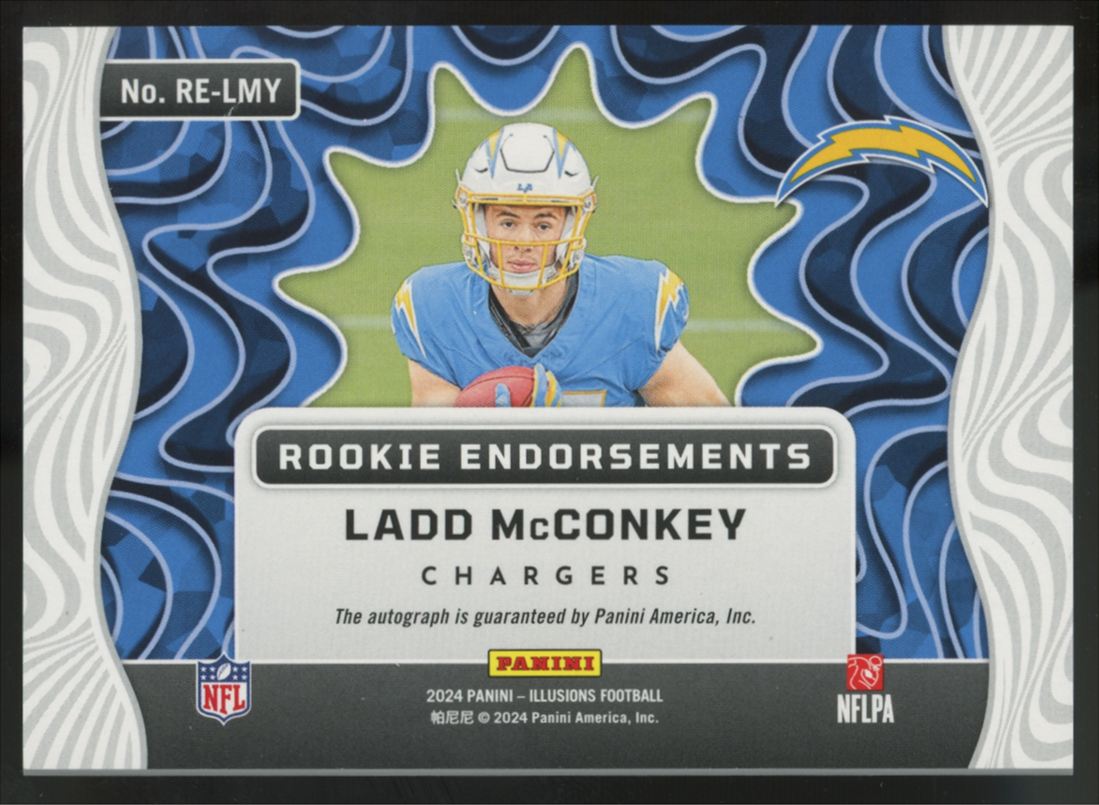 2024 Illusions Ladd McConkey RC Endrosements Red Auto /99 #RE-LMY