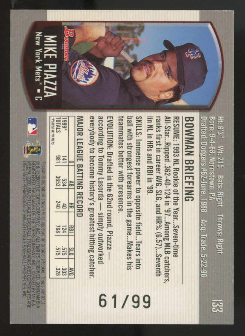 2000 Bowman Mike Piazza Gold /99 #133