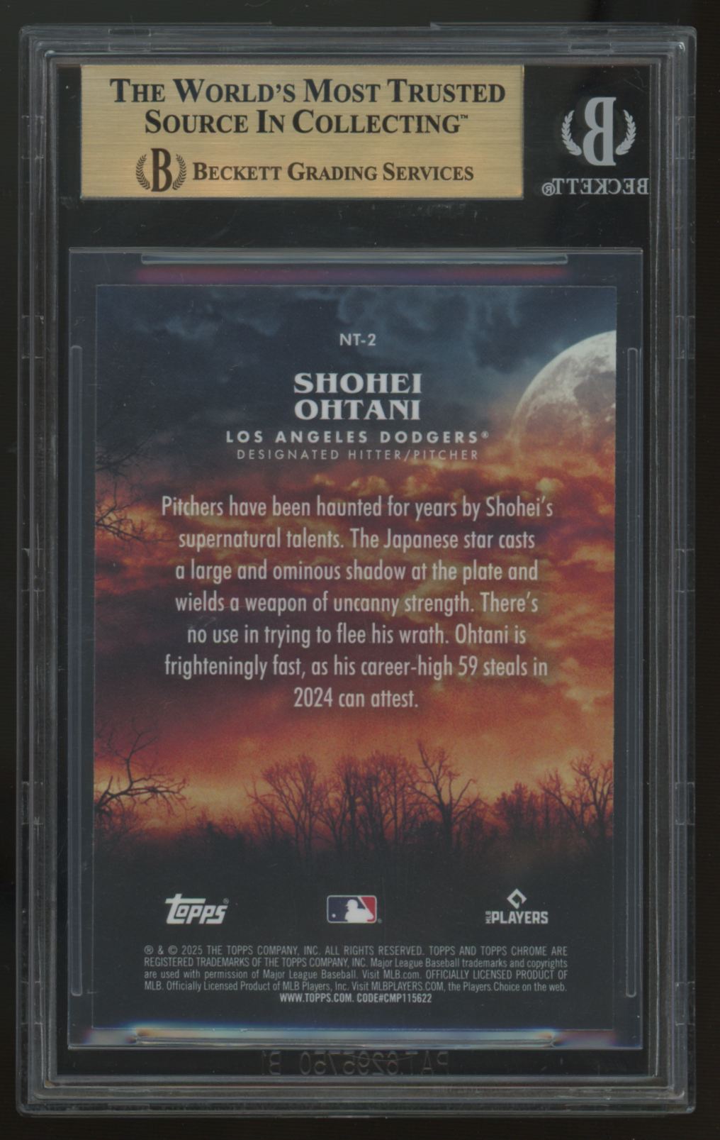 2025 Topps Chrome Update Shohei Ohtani Night Terrors #NT-2 BGS 9.5