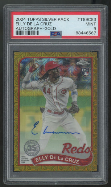 2024 Topps Chrome Silver Pack Elly De La Cruz RC 1989 Gold Auto /50 PSA 9