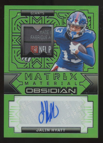 2024 Panini Obsidian Jalin Hyatt Green Matrix Material Patch Auto /5 #MMA-JHT