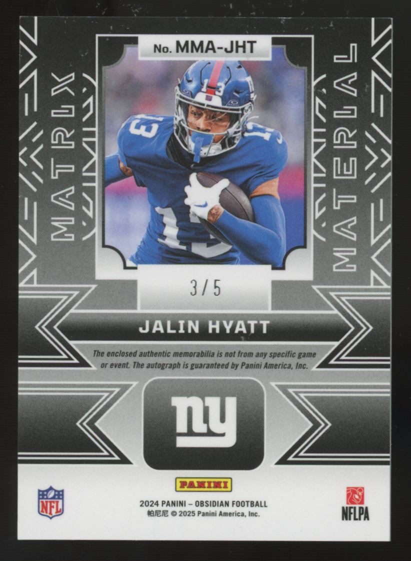 2024 Panini Obsidian Jalin Hyatt Green Matrix Material Patch Auto /5 #MMA-JHT