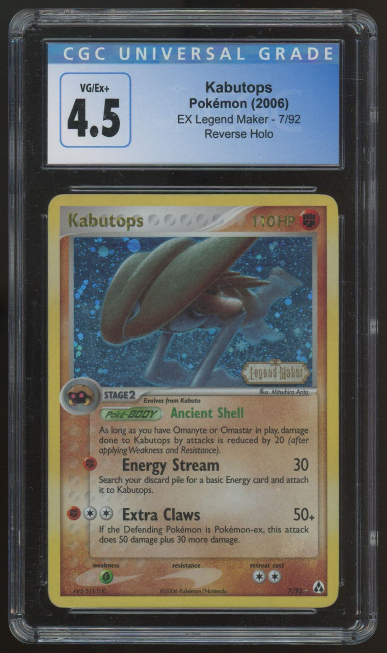 2006 Pokemon Kabutops EX Legend Maker Reverse Holo #7 CGC 4.5