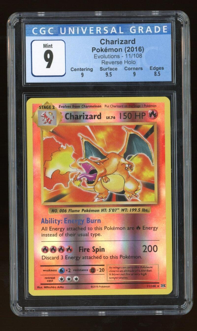 POKEMON TCG 2016 Charizard - Reverse Holo - Evolutions #11/108 - Graded CGC 9 MINT