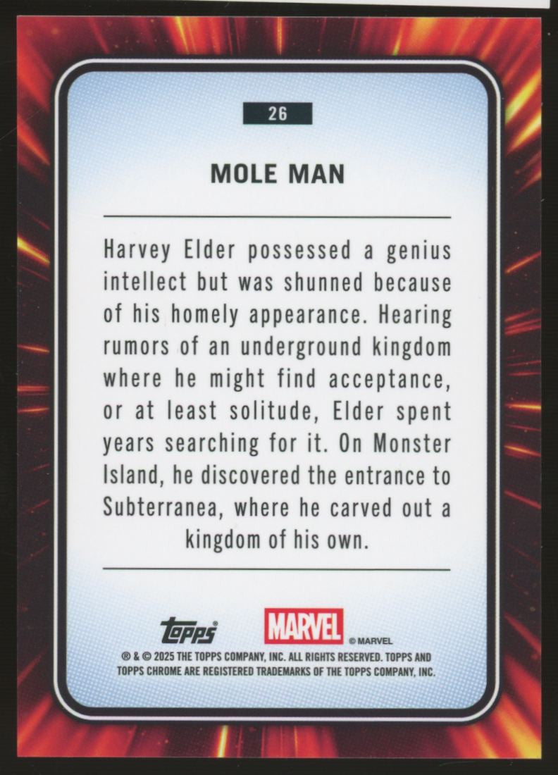 2025 Topps Chrome Marvel Mole Man Blue & Red Spiderweb Refractor /62 #26