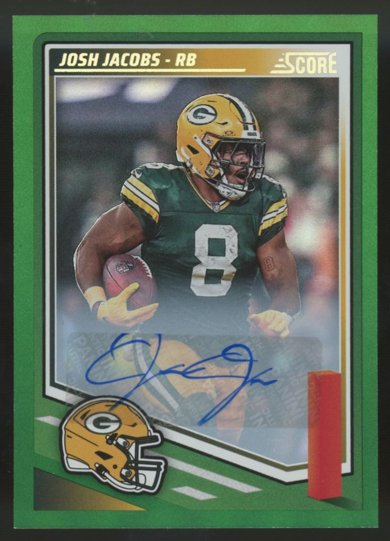 2025 Panini Score Josh Jacobs Green Auto #190