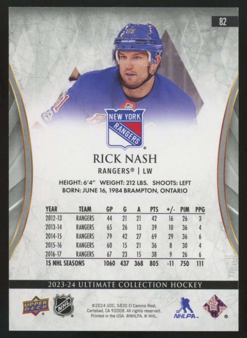 2023-24 Ultimate Collection Rick Nash Purple /15 #82
