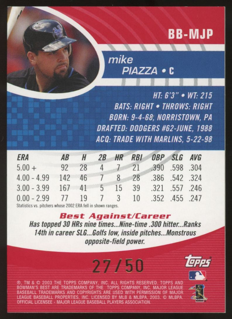 2003 Bowman's Best Mike Piazza Red /50 #BB-MJP