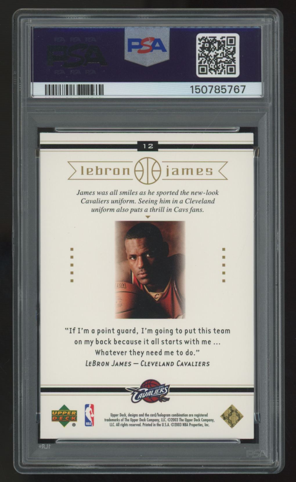 2003-04 Upper Deck LeBron James RC Box Set #12 PSA 8