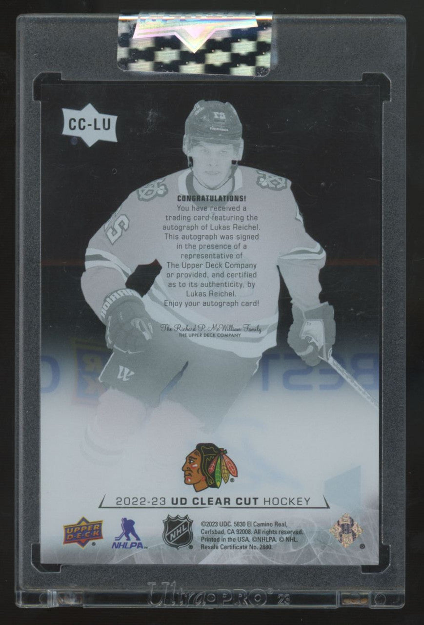 2022-23 Upper Deck Clear Cut Lukas Reichel RC Auto #CC-LU