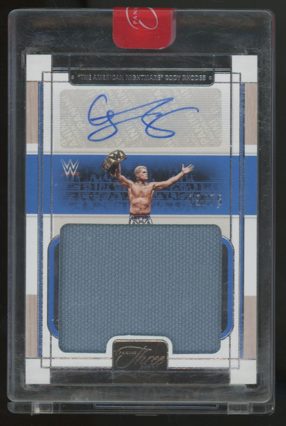 2024 Three Count WWE "The American Nightmare" Cody Rhodes Mat Patch Auto /75