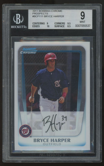 2011 Bowman Chrome Bryce Harper Prospect #BCP111 BGS 9