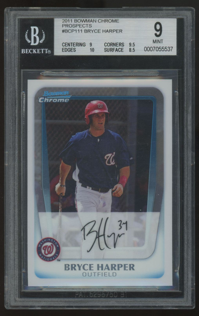 2011 Bowman Chrome Bryce Harper Prospect #BCP111 BGS 9