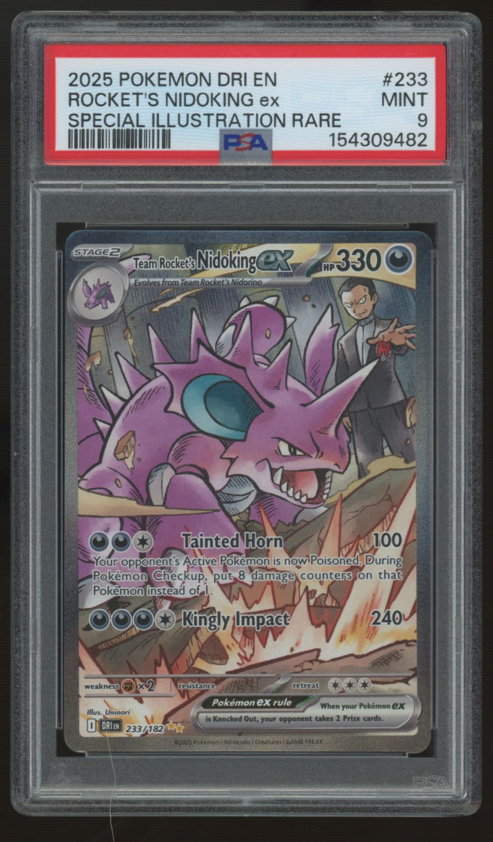 2025 Pokemon Team Rocket's Nidoking ex Destined Rivals SIR #233 PSA 9