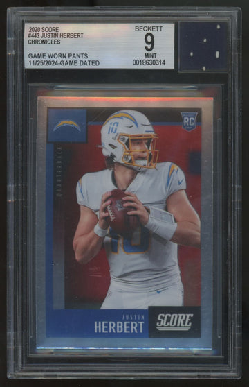 2020 Chronicles Score Justin Herbert RC Game Worn Pants Jersey Fusion Authentic