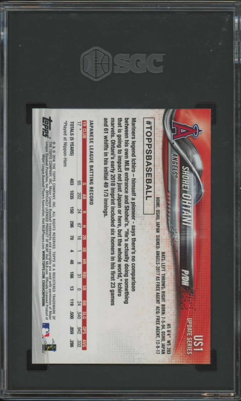 2018 Topps Update Shohei Ohtani RC #US1 SGC 9.5 *039