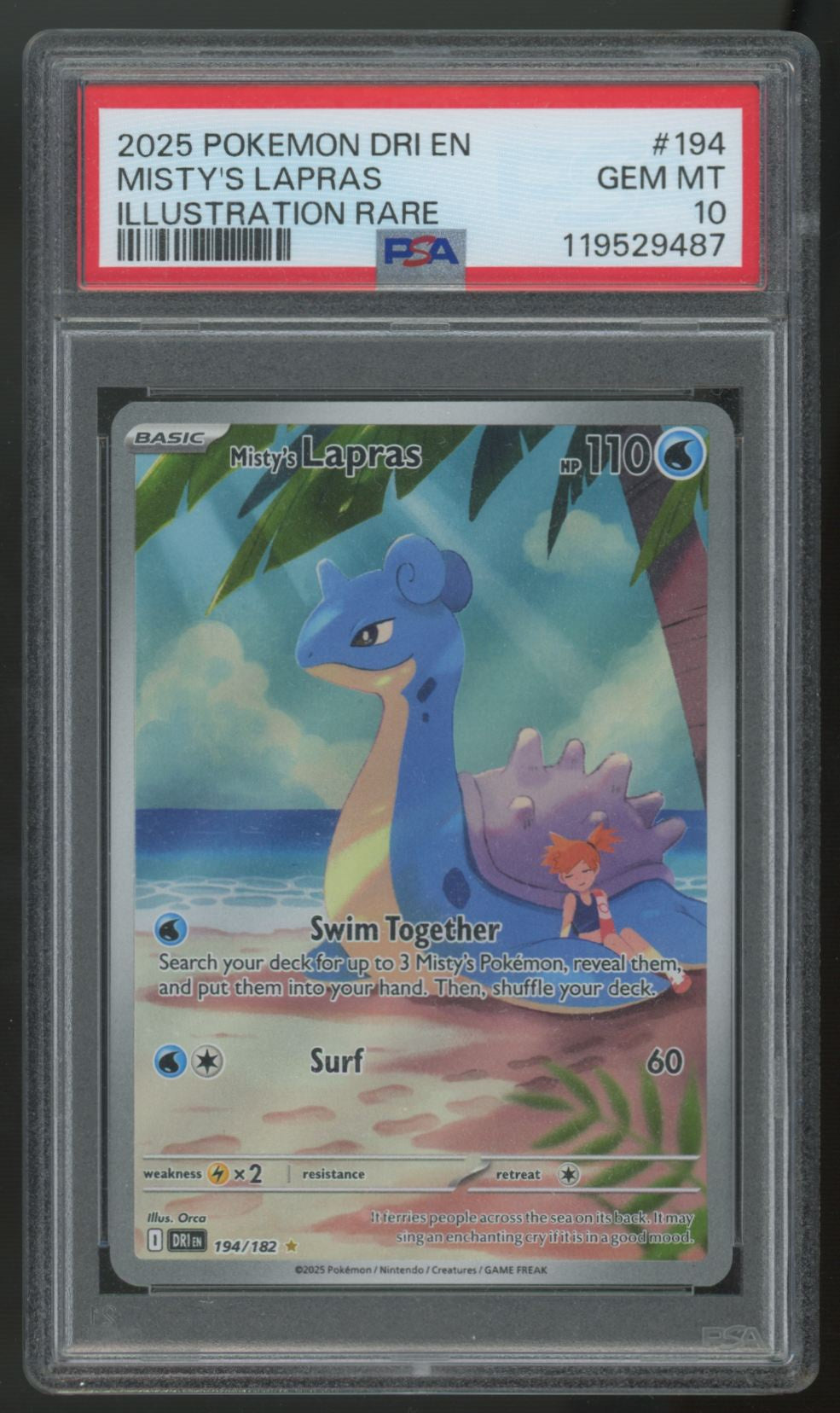 2025 Pokemon Misty's Lapras Destined Rivals Illustration Rare #194 PSA 10
