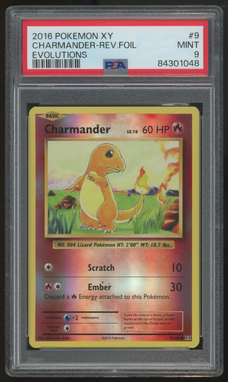 2016 Pokemon Charmander Evolutions Reverse Holo #9 PSA 9
