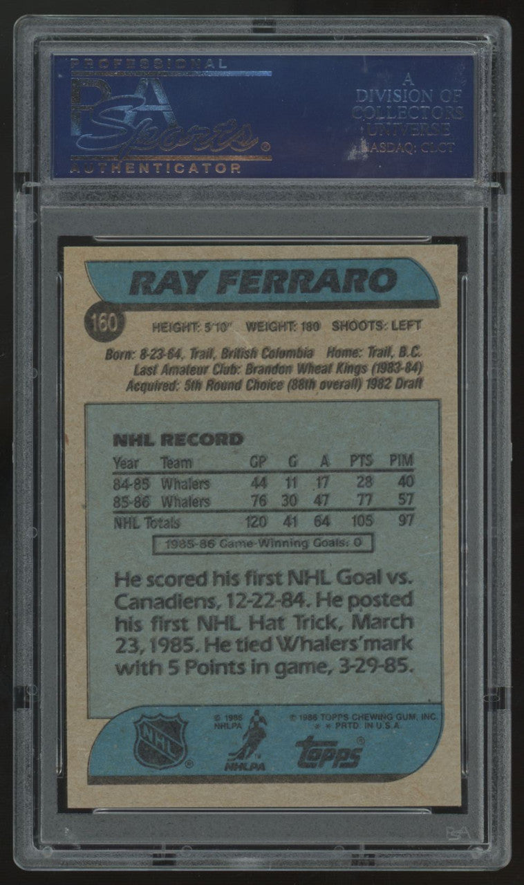 1986-87 Topps Ray Ferraro RC #160 PSA 8