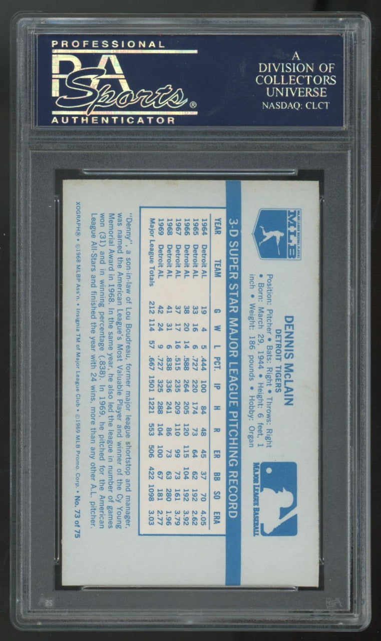 1970 Kellogg's Denny McLain #73 PSA 10