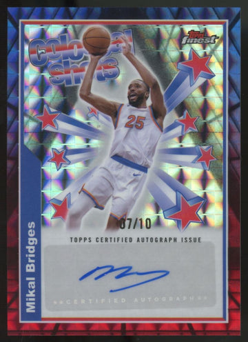 2024-25 Topps Finest Mikal Bridges Red & Black Geometric Colossal Shots Auto /10
