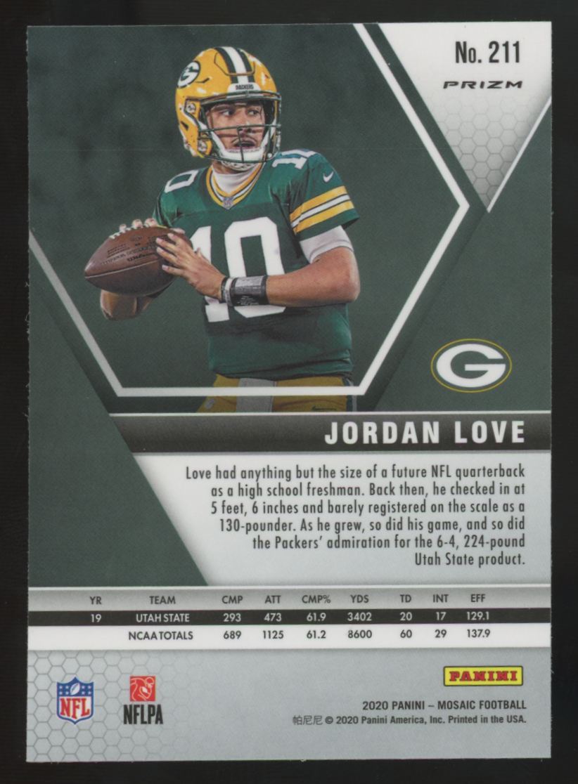 2020 Panini Mosaic Jordan Love RC Green Prizm #211
