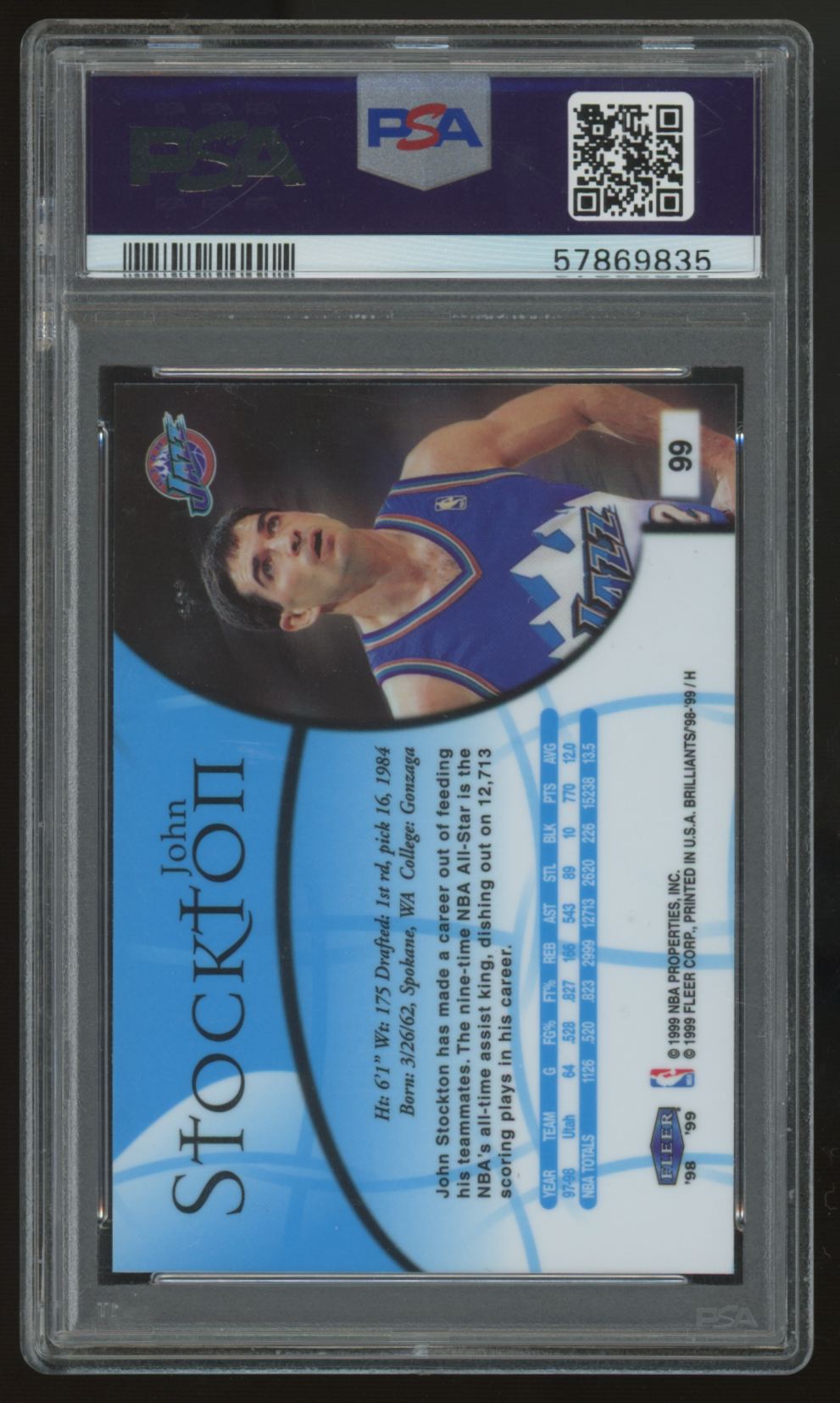 1998-99 Fleer Brilliants John Stockton #99 PSA 9