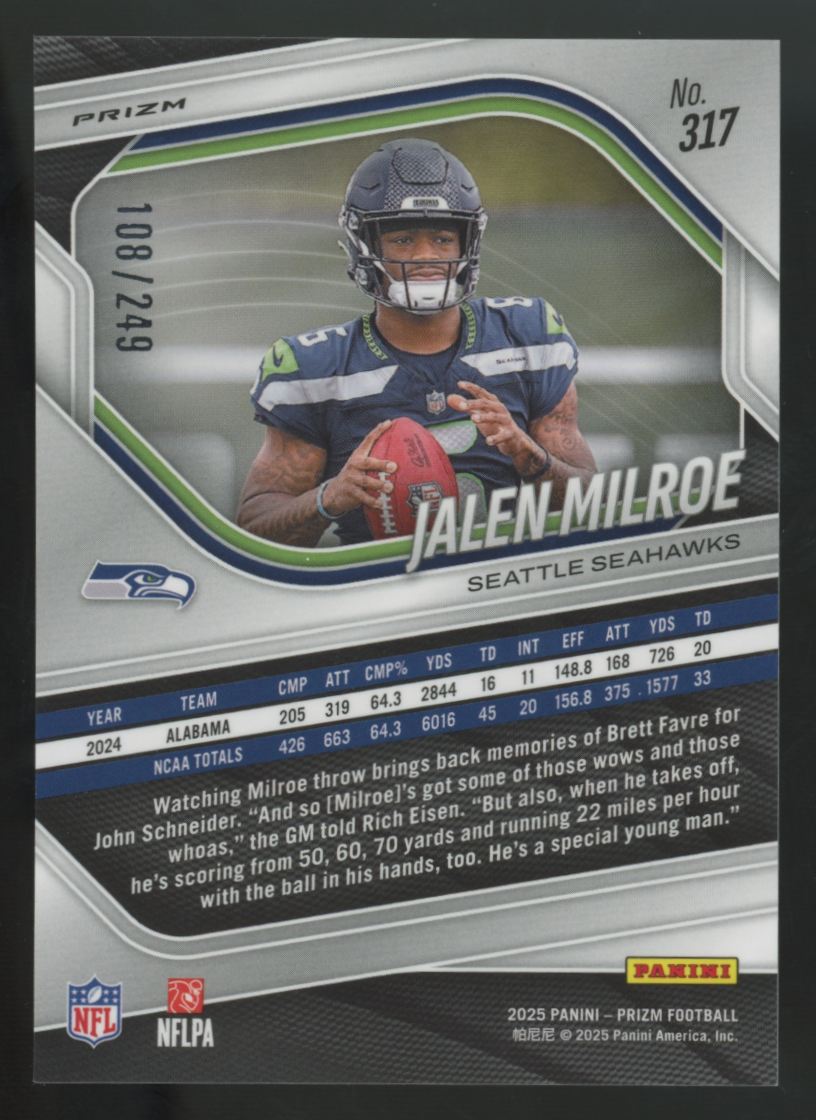 2025 Panini Prizm Jalen Milroe RC Orange /149 #317