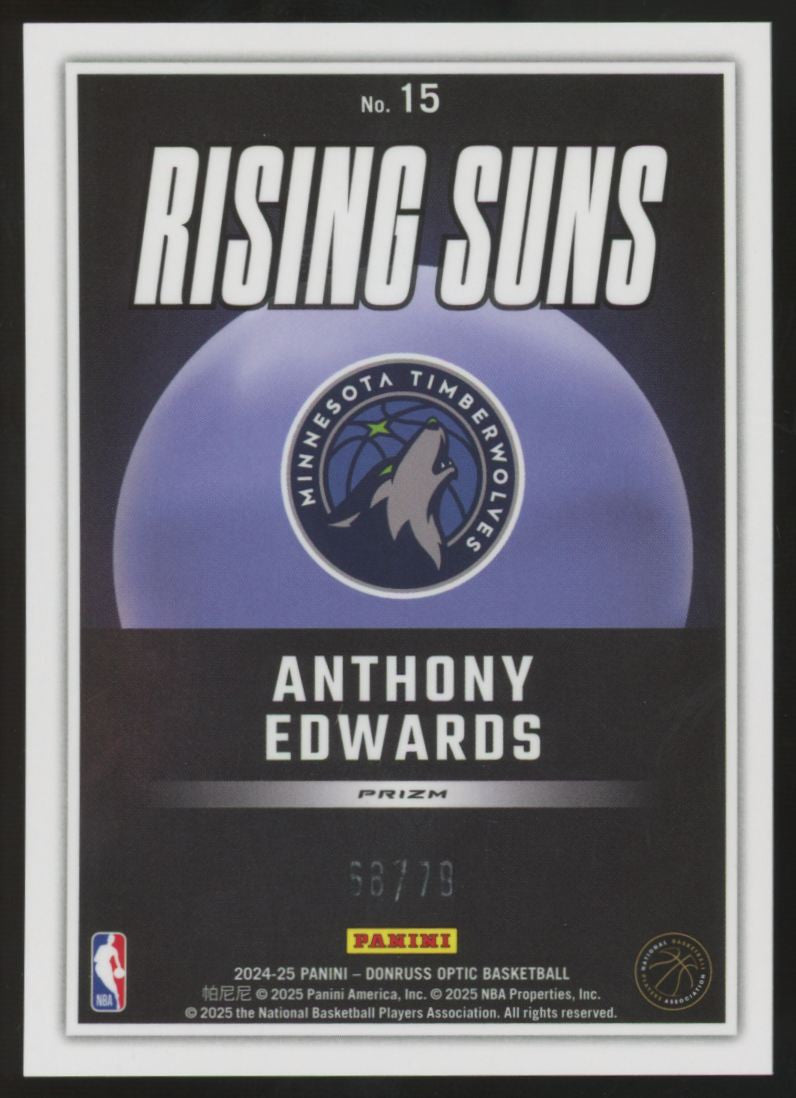 2024-25 Donruss Optic Anthony Edwards Rising Suns Pink Velocity /79 #15