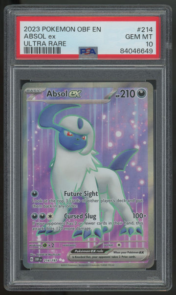 2023 Pokemon Absol ex Obsidian Flames Ultra Rare #214 PSA 10