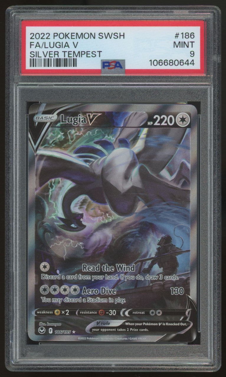 2022 Pokemon Lugia V Silver Tempest Full Art #186 PSA 9 (B)