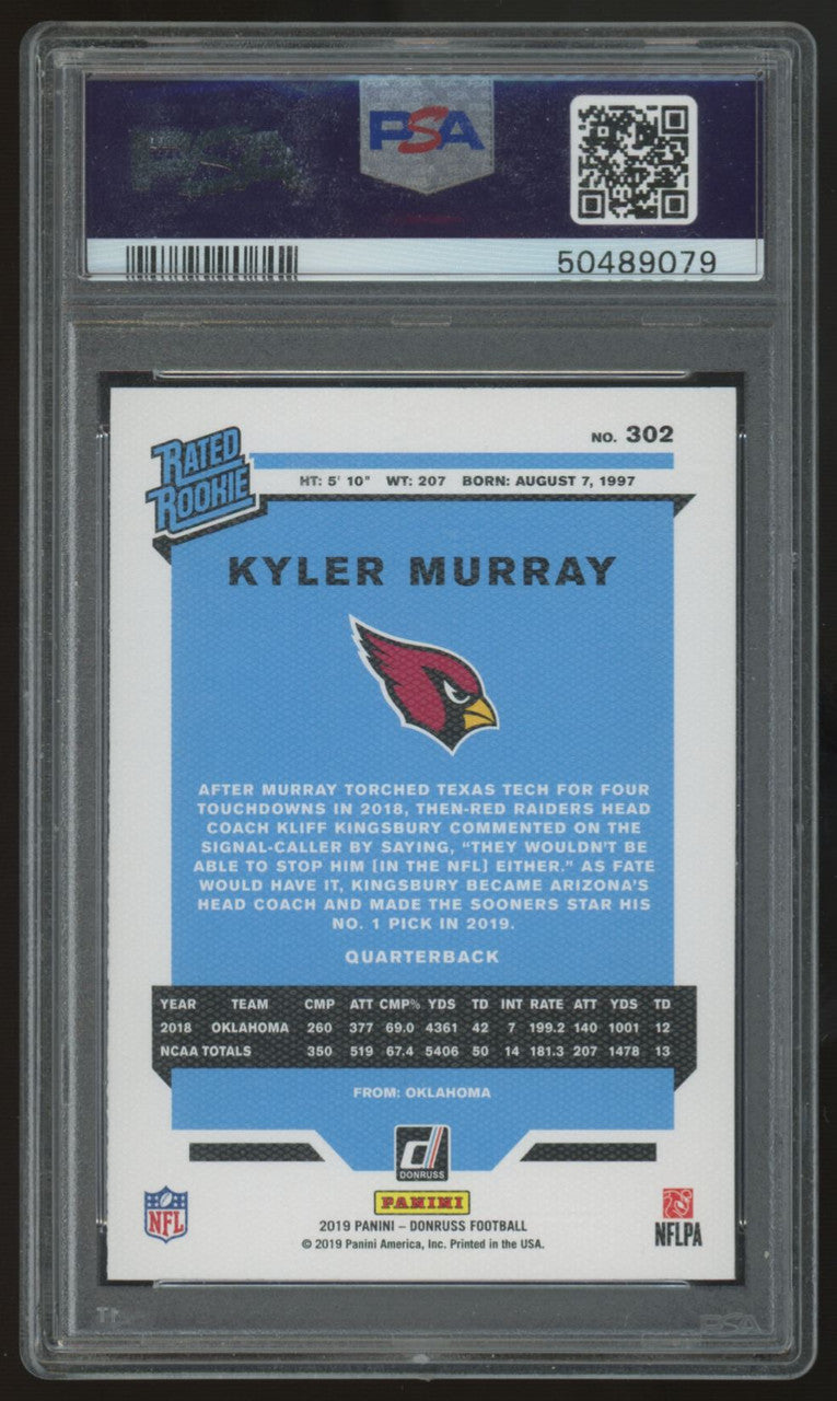 2019 Panini Donruss Kyler Murray Rated Rookie Canvas #302 PSA 9