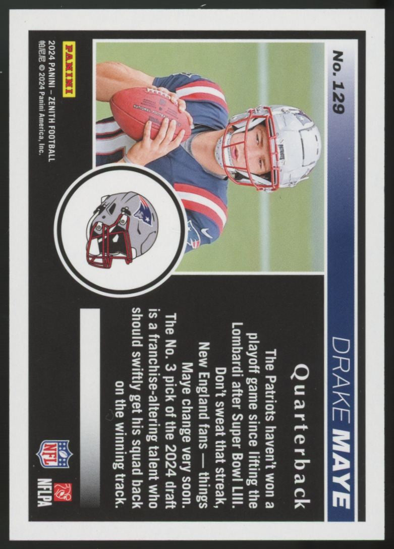 2024 Panini Zenith Drake Maye RC 3rd Down /35 #129