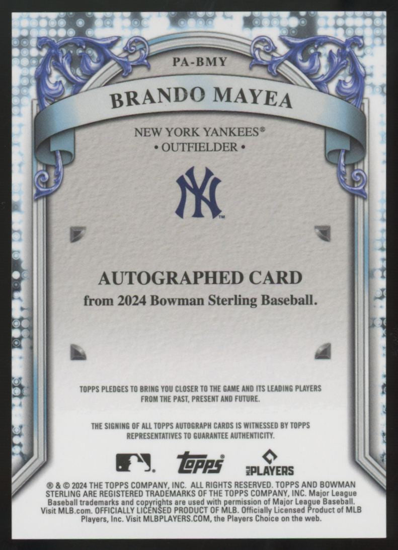 2024 Bowman Sterling Brando Mayea Blue Scintillate Auto /25 #PA-BMY